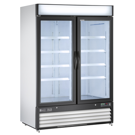 Maxx Cold Refrigerator 48 cu.ft., DBL Door, Commercial Merchandiser, White/Glass MXM2-48R